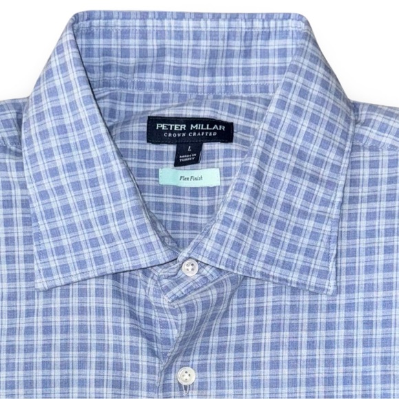 Peter Millar Crown Crafted Flex Finish Excursionist Cotton Shirt Chambray Blue - Picture 9 of 15